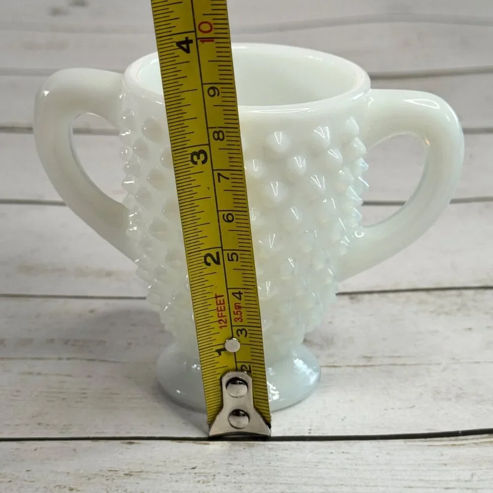 Vintage Fenton Milk Glass Hobnail Creamer & Sugar‎ Bowl Set White